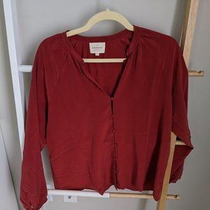 Sezane Red Silk Blouse Size 38/US 6